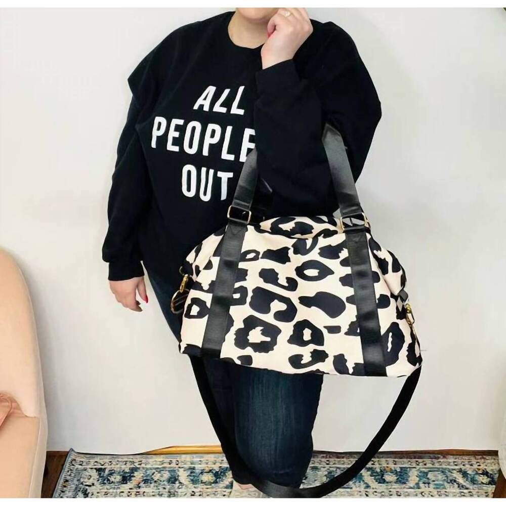 NEW TRIPLE A leopard duffle bag in tan